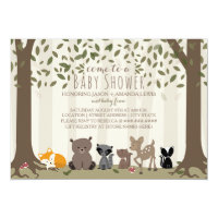 Woodland Animal Family Baby Shower Card