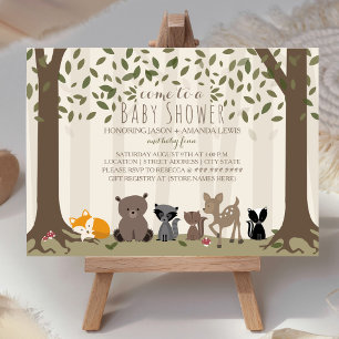Woodland Animal Family Baby Shower Invitation