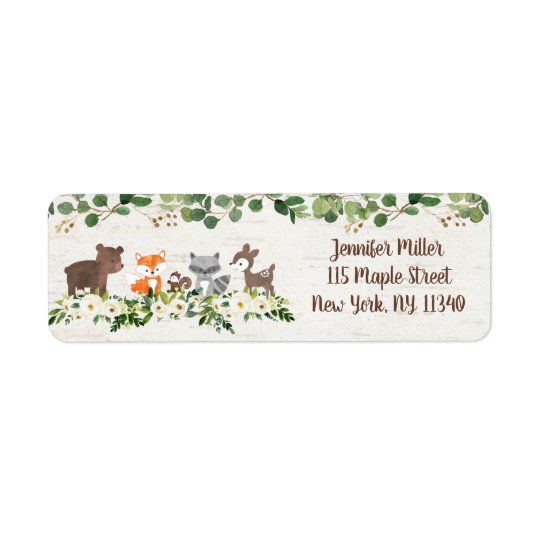 Woodland Animal Floral Address Label