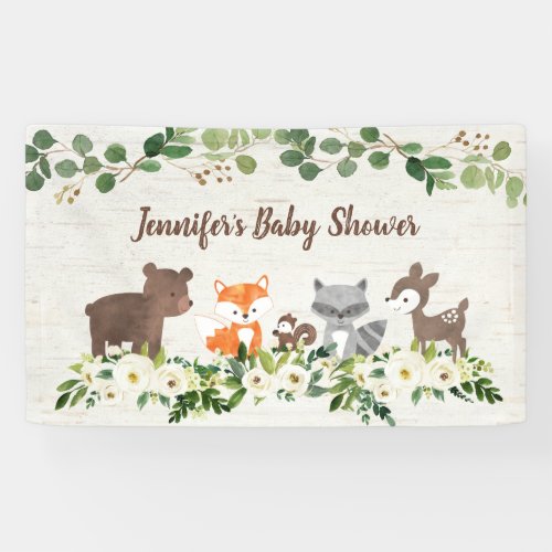 Woodland Animal Floral Baby Shower Banner