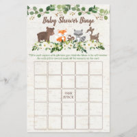 Woodland Animal Floral Baby Shower Bingo Game