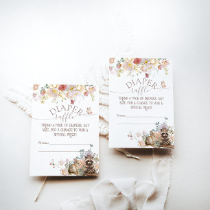 Woodland animal floral girl Baby Shower diaper Enc Enclosure Card