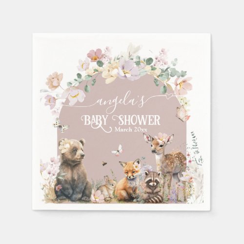 Woodland animal floral girl Baby Shower  Napkins