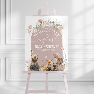 Woodland animal floral girl Baby Shower welcome Foam Board