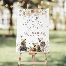 Woodland animal floral girl Baby Shower welcome Foam Board