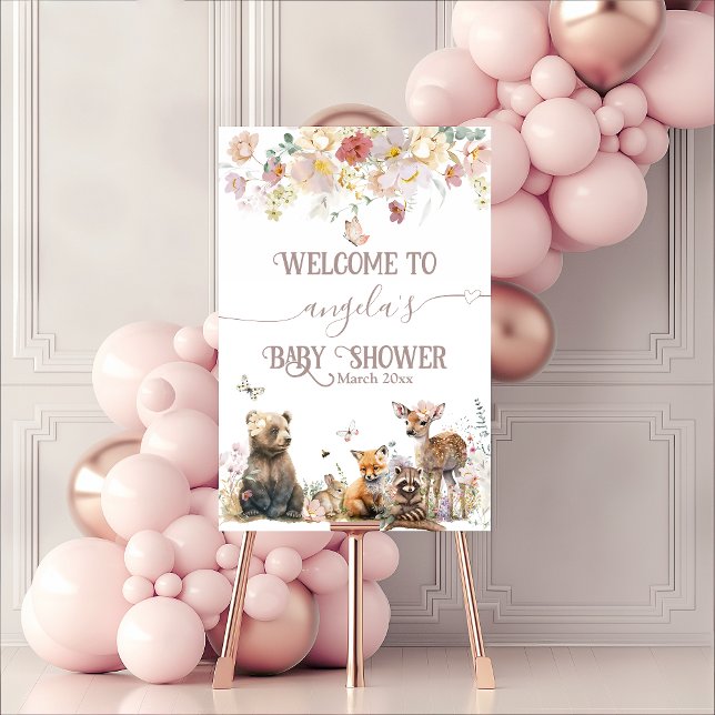 Woodland animal floral girl Baby Shower welcome Foam Board (Creator Uploaded)