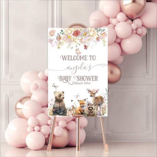 Woodland animal floral girl Baby Shower welcome Foam Board