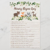 Woodland Animal Floral Nursery Rhyme Shower Game (Front)