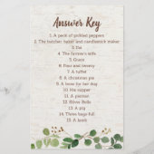 Woodland Animal Floral Nursery Rhyme Shower Game (Back)