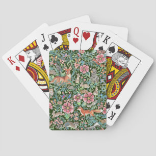 Woodland Animal Forest Art Deer Fox Rabbit Green Poker Cards