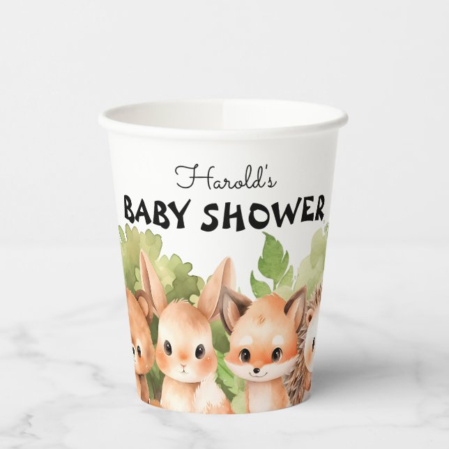Woodland Animal Forest Baby Shower Paper Cups (Left)