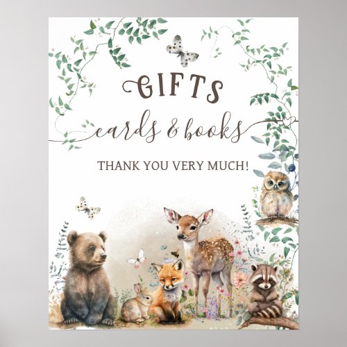 Woodland animal forest greenery Baby Shower gift Poster