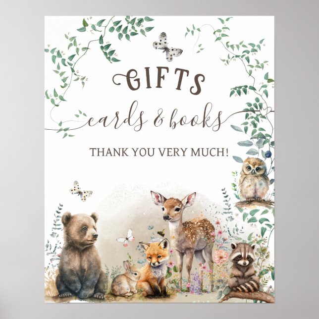 Woodland animal forest greenery Baby Shower gift Poster (Front)