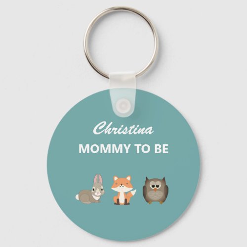 Woodland Animal Forest Mommy to be Keychain