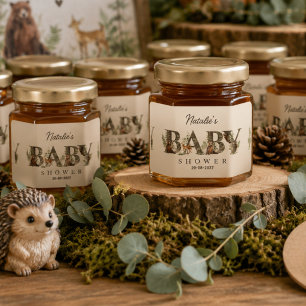 Woodland Animal Forest Wild Pattern baby shower Honey Jar Favors