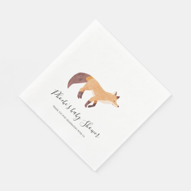 Woodland Animal Fox Baby Shower Paper Napkins (Corner)
