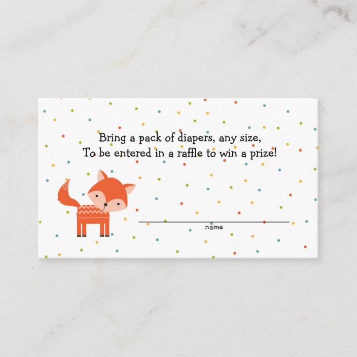 Woodland animal Fox diaper raffle tickets Enclosure Card | Zazzle.com