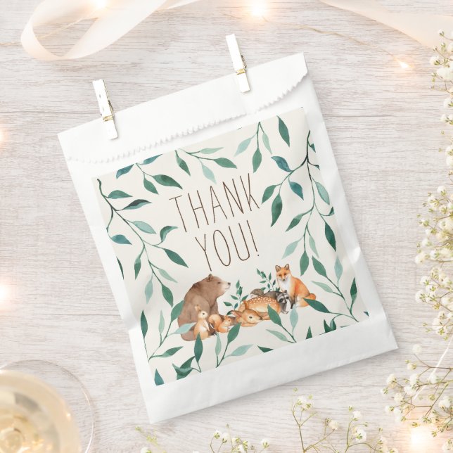 Woodland Animal Friends Baby Shower Favor Bag (Clipped)