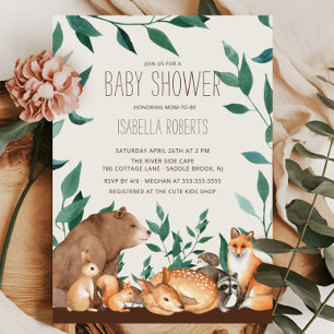 Woodland Animal Friends Baby Shower Invitation