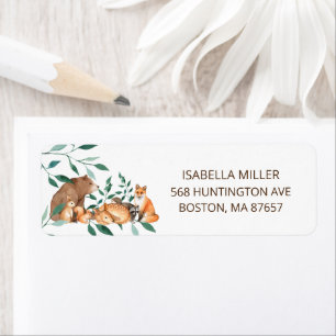 Woodland Animal Friends Baby Shower Label