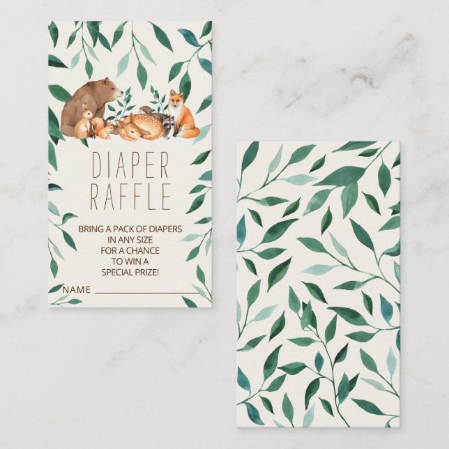 Woodland Animal Friends Diaper Raffle Enclosure Ca (Front/Back)