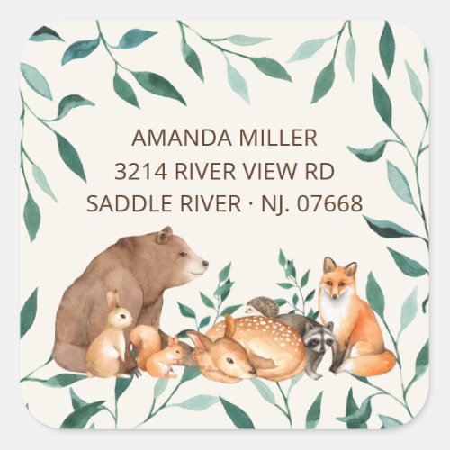 Woodland Animal Friends Return Address Label