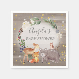 Woodland Animal Friends Sparkle Baby Shower Napkins