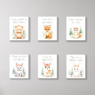 Woodland Animal Girl Nursery Affirmation Art Acrylic Photo Tile
