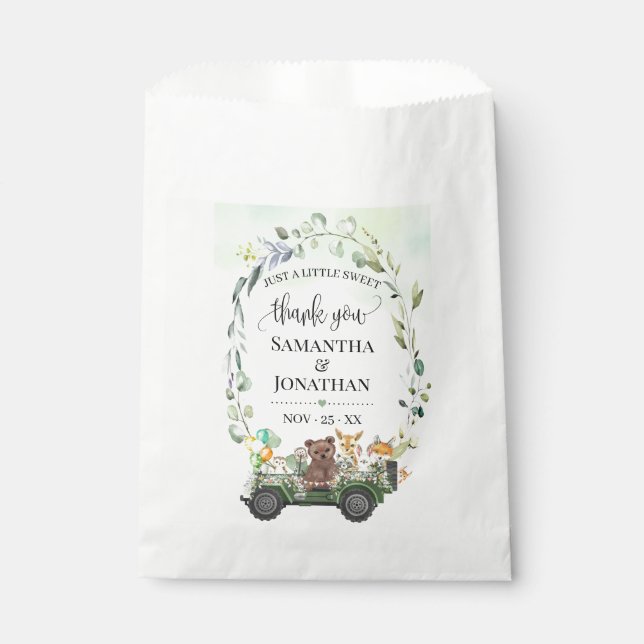 Woodland Animal Greenery Baby Shower Favor Bag (Front)