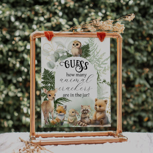 Woodland animal Greenery Baby Shower game Poster