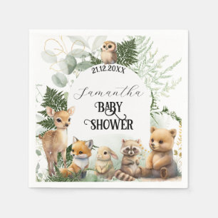 Woodland animal Greenery forest Baby Shower Napkins
