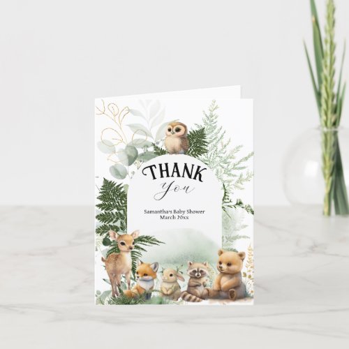 Woodland animal Greenery forest Baby Shower Thank You Card