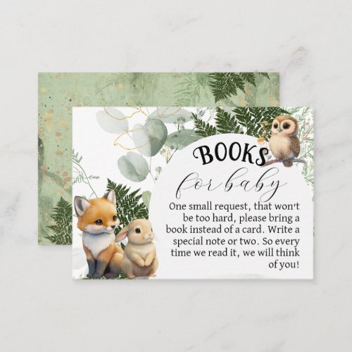 Woodland animal Greenery Forest Book for baby Enclosure Card