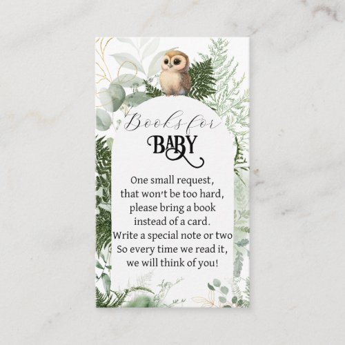 Woodland animal Greenery Forest Book for baby Enclosure Card