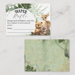 Woodland animal Greenery Forest Diaper raffle Enclosure Card