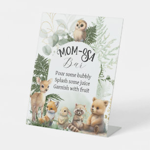 Woodland animal Greenery Momosa bar Baby Shower Pedestal Sign