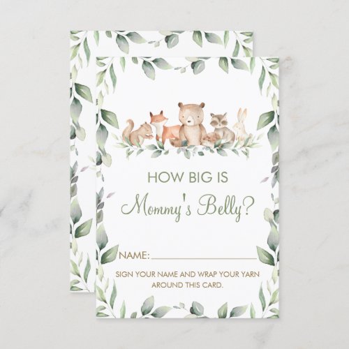 Woodland Animal How Big is Mommys Belly Game Card