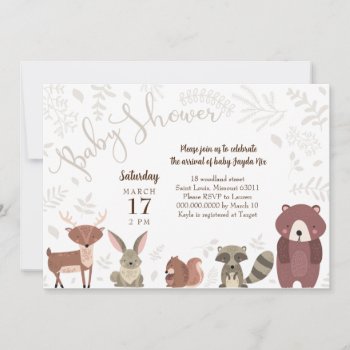 Woodland Animal Illustrated Baby Shower Download Invitation by LaurEvansDesign at Zazzle