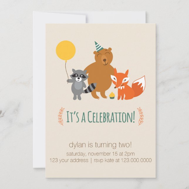 Woodland Animal Invitation (Front)