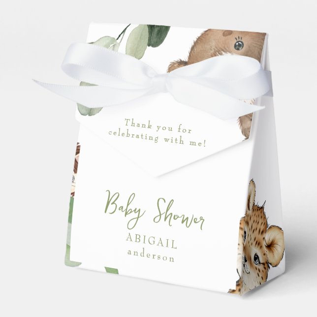 Woodland Animal Kingdom Baby Shower Favor Boxes (Front Side)