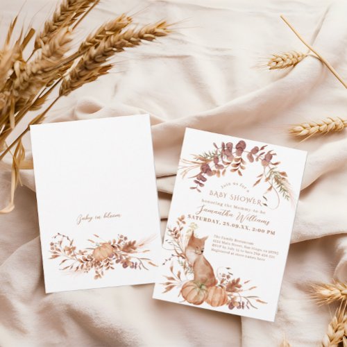 Woodland Animal Little Pumpkin Fox Invitation