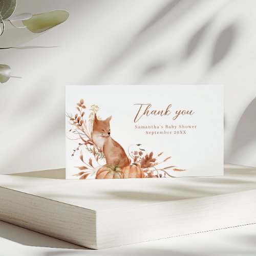 Woodland Animal Little Pumpkin Fox Thank You Card