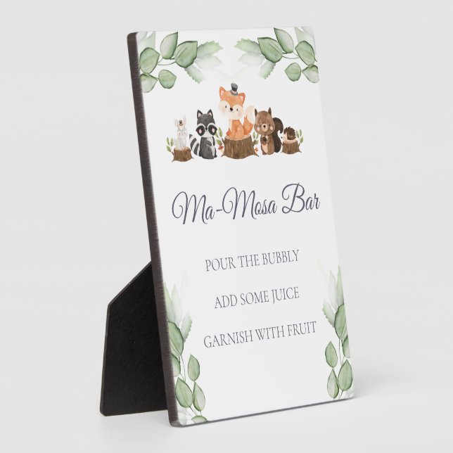 woodland animal ma-mosa bar tabletop easel plaque (Side)