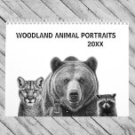 Woodland Animal Modern Bear Deer Wolf Fox  Calendar<br><div class="desc">This design was created though digital art. It may be personalized in the area provided or customizing by choosing the click to customize further option and changing the age, initials or words. You may also change the text color and style or delete the text for an image only design. Contact...</div>