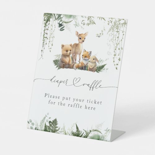 Woodland Animal Neutral Baby Shower Diaper Pedestal Sign