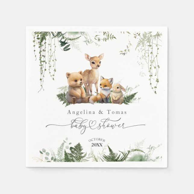 Woodland Animal Neutral Baby Shower  Napkins (Front)