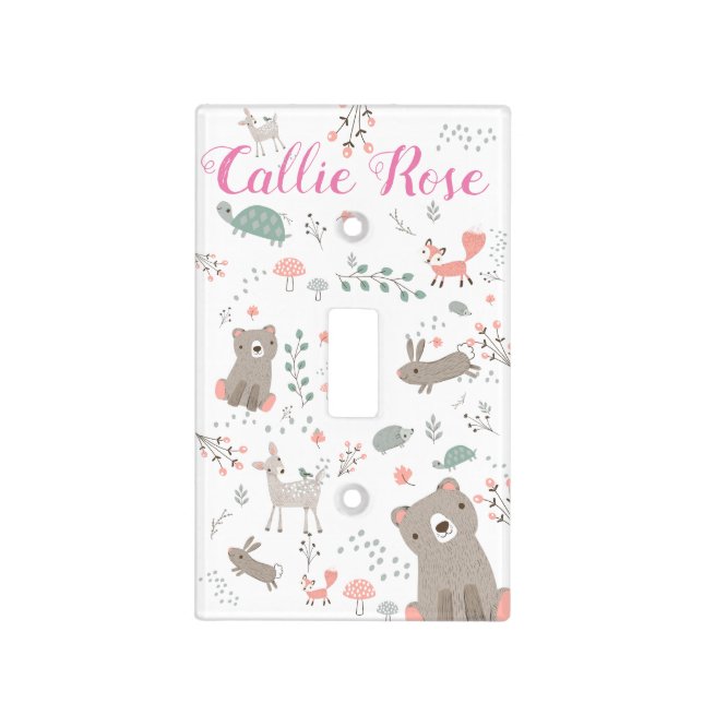 Woodland Animal Nursery Light Switch Plate (Front)