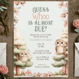 Woodland Animal Owl Baby Shower Invitation