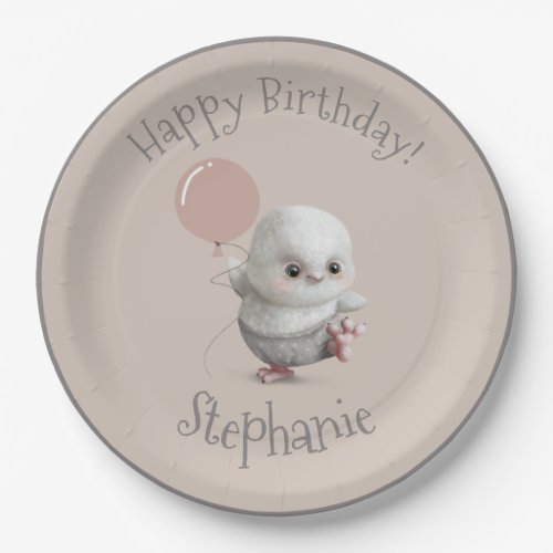 Woodland Animal Owl Hand Drawn Cute Name Paper Plates
