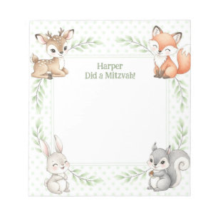 Woodland Animal Personalized Mitzvah Notes Notepad
